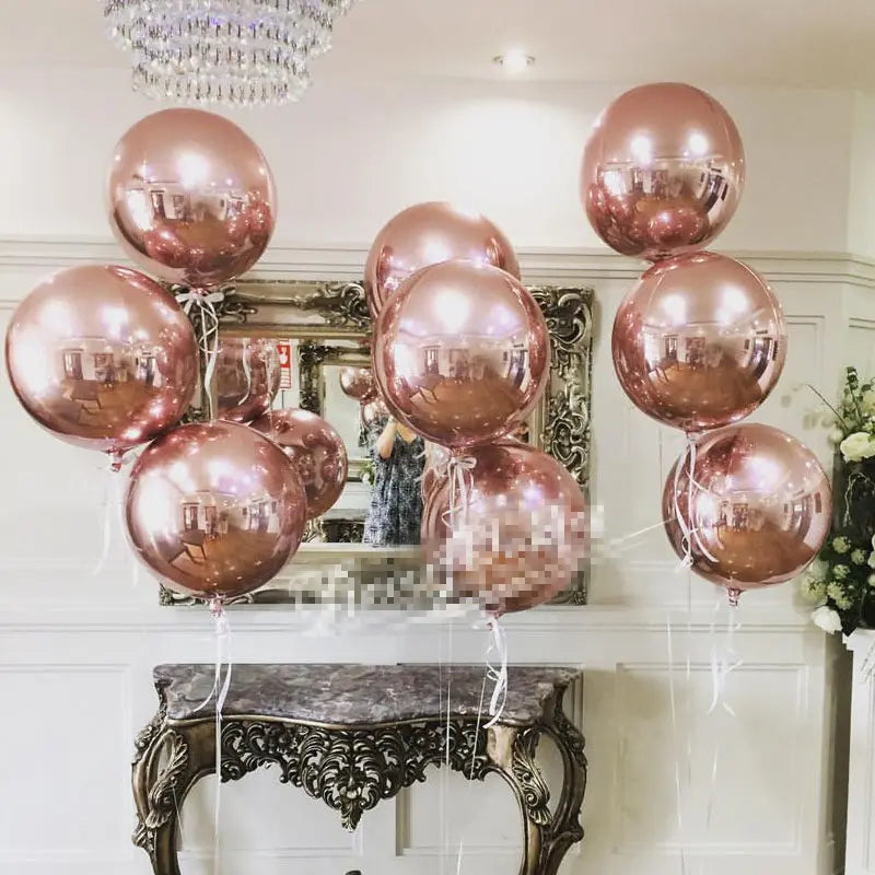 Elegância em ouro rosa: Balões de hélio 3D